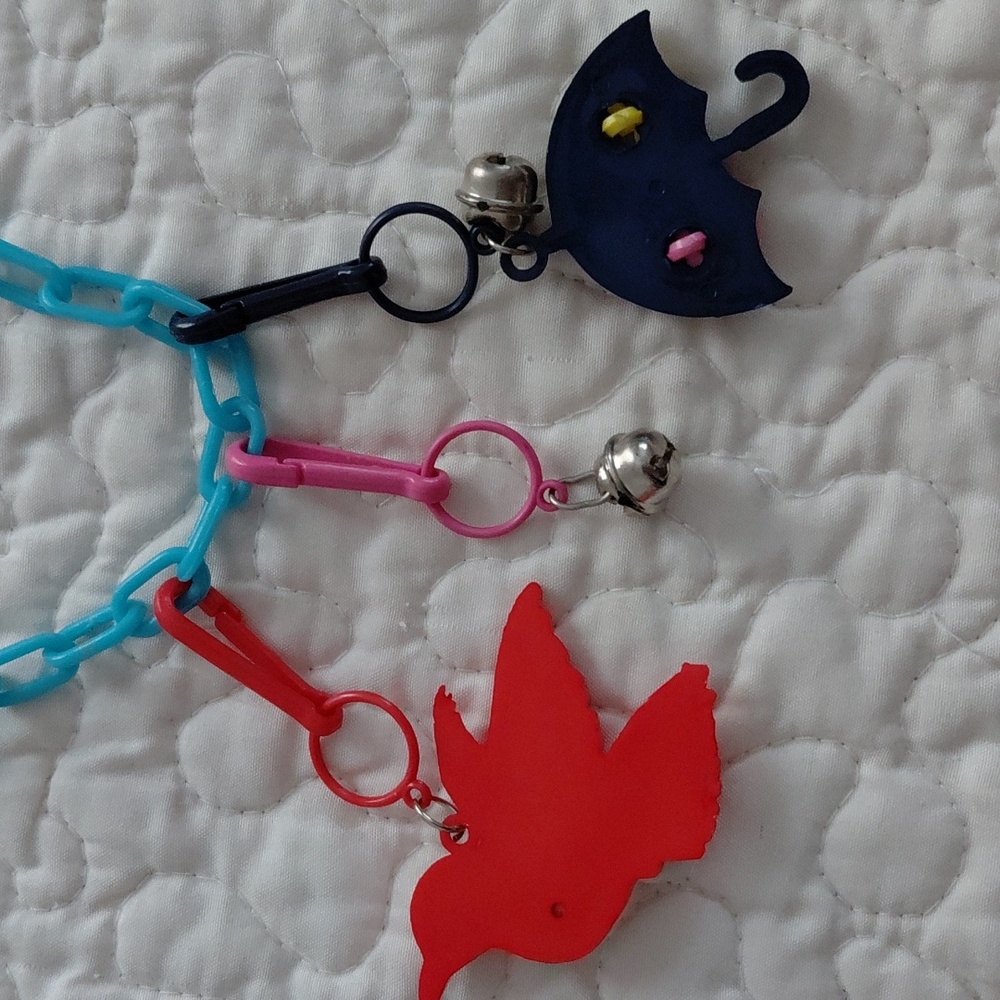 Vintage Colorful Plastic Charm Necklace with 3 Chrams - Picture 6 of 7